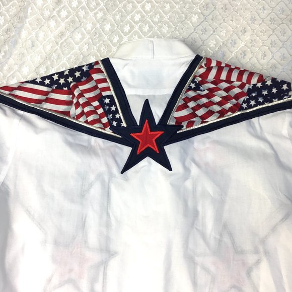 Uncle Sam Flag Tux Shirt Hand Crafted  Small  EUC - Picture 6 of 10